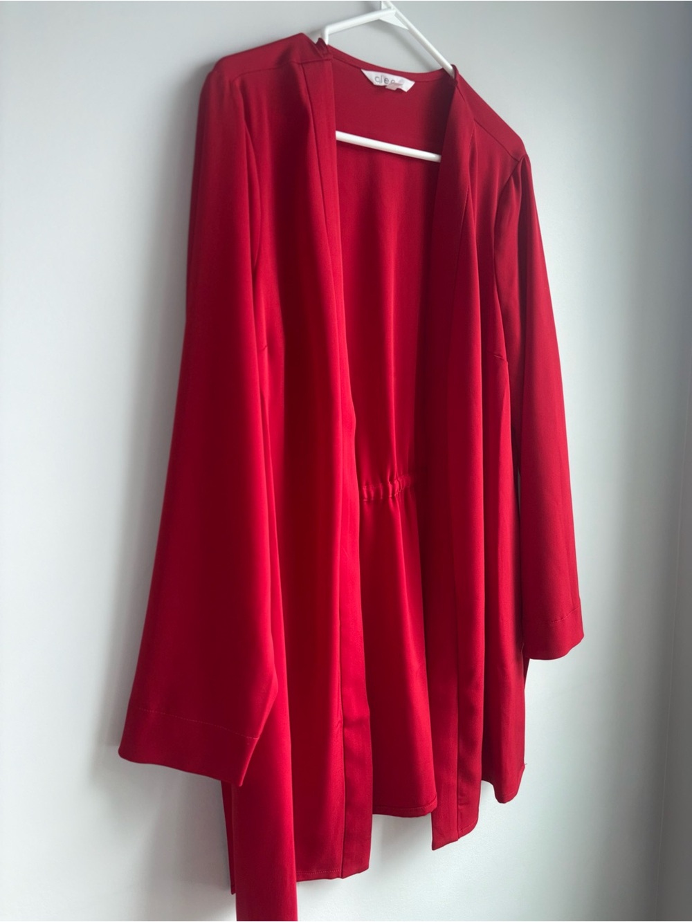 cleo Red Open-Front Long Sleeve Robe - Picture 4 of 6